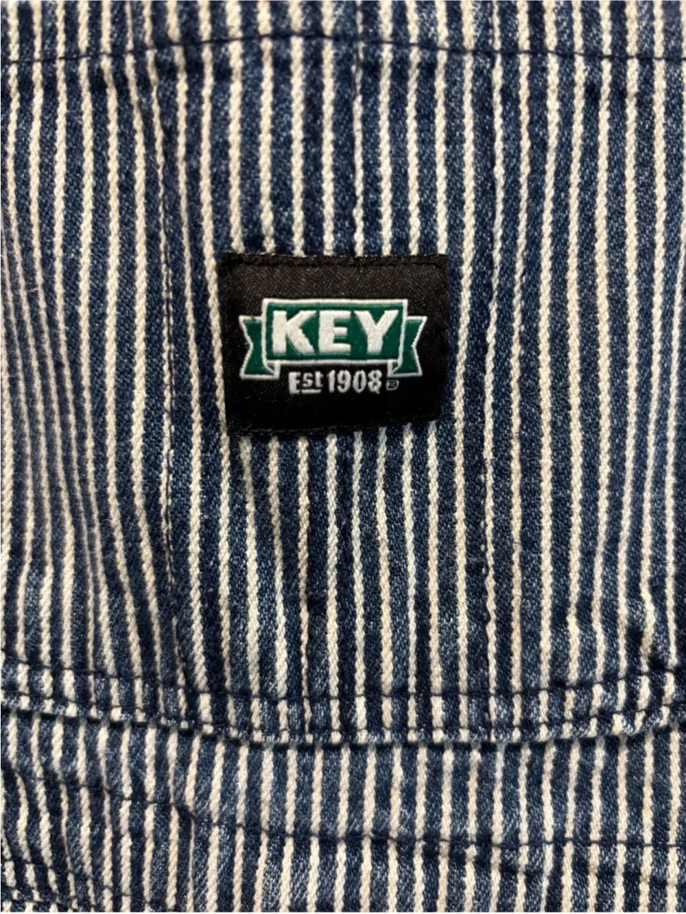 KEY Kids Blue Stripe Denim Overalls | Size 6
